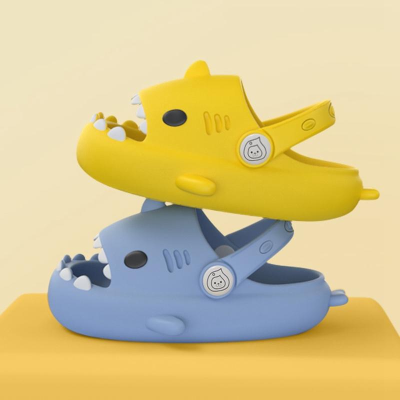 Обновленные летние детские тапочки на толстой подошве 4 см, тапочки Eva Shark, нескользящие детские сандалии с мягкой подошвой, детские шлепанцы в виде акулы, домашние шлепанцы