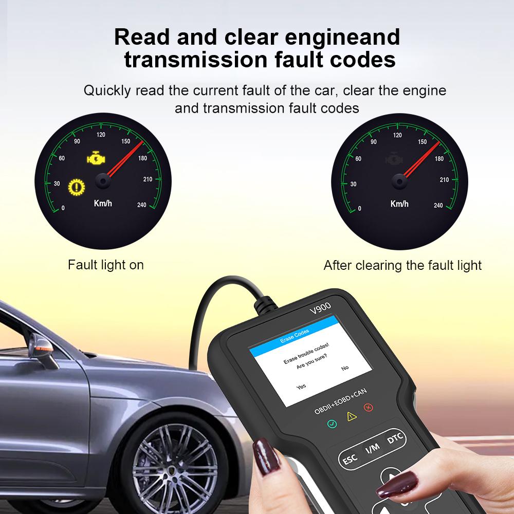 Автомобильный OBD2 сканер кодов ошибок OBD II EOBD Сканер Система двигателя Проверка Коды неисправностей Очистка Диагностический инструмент Автомобильный Тестер аккумулятора Очистка/удаление кода