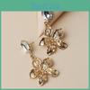 Flower Metallic Gold Earrings With Decorative Stones For Fashion And Celebration