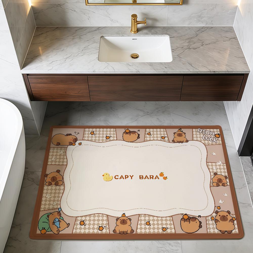 cartoon cute art Capybara kawaii hogar Bedside Rug Kitchen Bath Floor Mat Hallway Balcony Carpet Entrance Doormat Decor Home