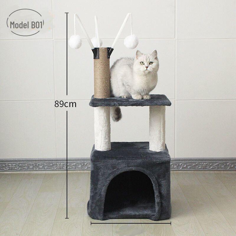 Колонна для восхождения кошек: Универсальная платформа для прыжков и когтеточка Four Seasons с рамкой-гнездом