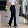 Женские брюки клеш с высокой талией - Большой размер, Эластичные, Весна/Лето, Черные