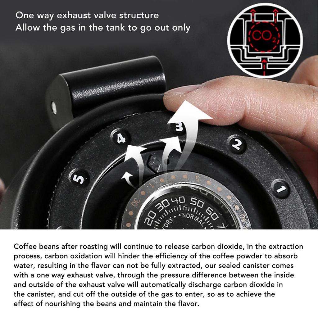 Герметичная банка для кофе 600 мл из нержавеющей стали 304, контейнер для хранения кофейных зерен с системой контроля влажности для чая, хлопьев, сухих продуктов