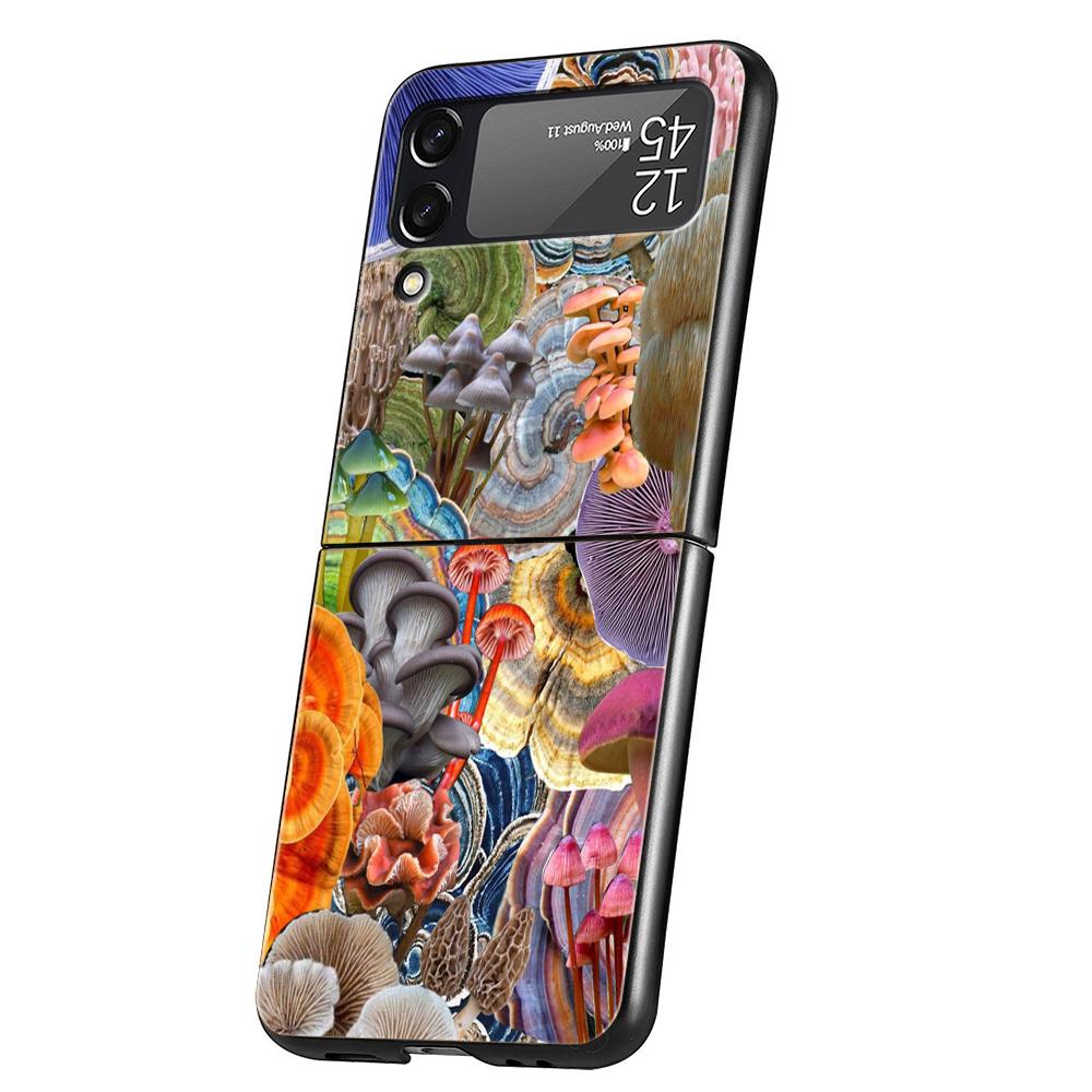 Яркий грибной жесткий чехол из поликарбоната для Samsung Galaxy Z Flip 6 5 4 Черный чехол для Galaxy Z Flip 3 Складной ударопрочный Capas