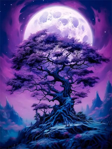 5D Diy Diamond Painting Tree Embroidery Mosaic Fantasy Landscape Full Square Round Home Decor