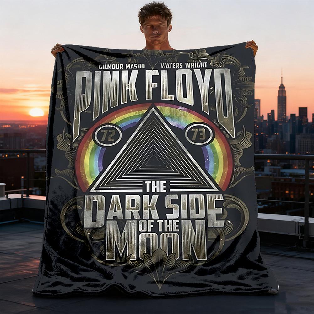 1pc Pink Floyd Outdoor Flannel Blanket, Lightweight Warm Cozy for Travel Camping Office Soft Polyester Fabric