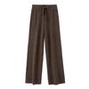 Women's High Waist Wool Wide Leg Pants - Autumn/Winter Casual Floor-Length Knitted Trousers