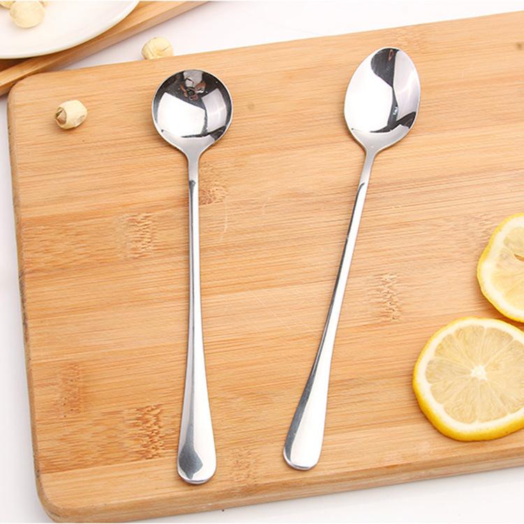 Stainless Steel Long Handle Spoon Household Restaurant Mixing Spoon Coffee Spoon Korean Dessert Milk Tea Small Spoon Spoon