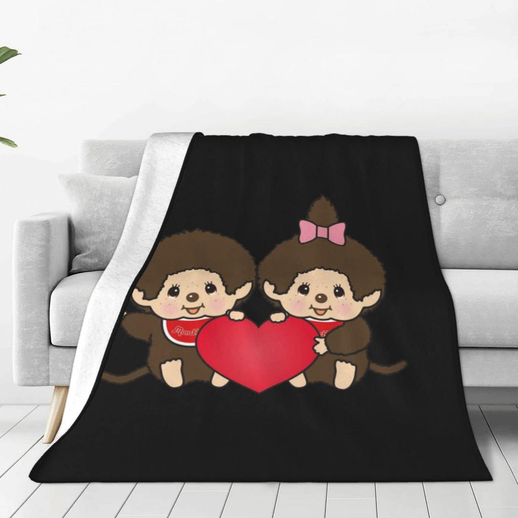 Monchhichi Fluffy and Stylish Flannel Cute Throw Blanket for X Blanket, Blanket, All-Season Washable, Warmth, 50" 40"
