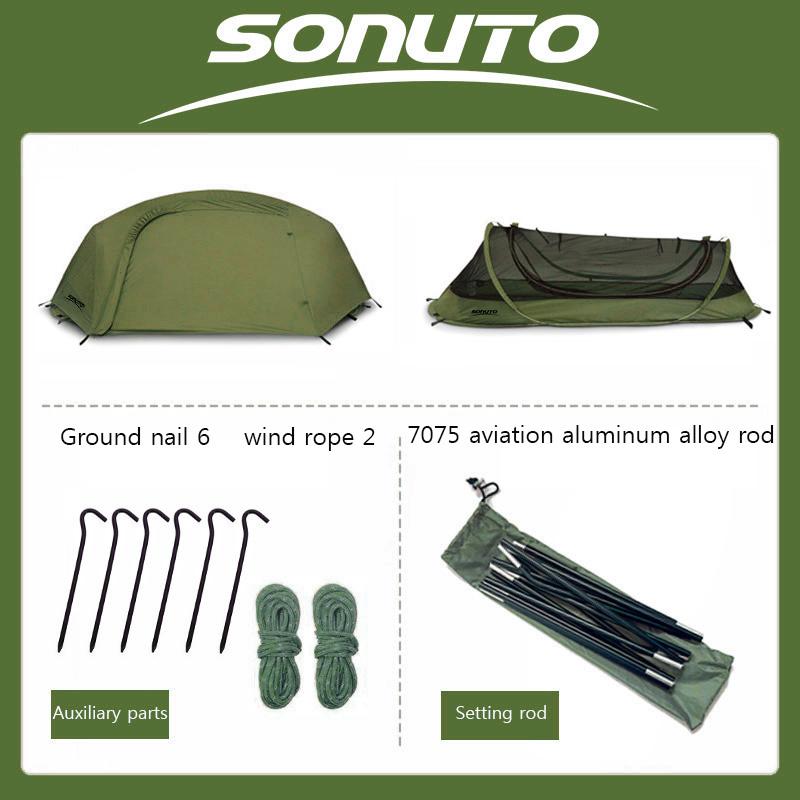 Sonuto-палатка для кемпинга для одного человека, легкая нейлоновая палатка, тактическое укрытие с противомоскитной сеткой, водонепроницаемое поле для защиты от комаров