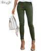 Женские джинсы, модные эластичные однотонные эластичные узкие брюки с рюшами, повседневные брюки