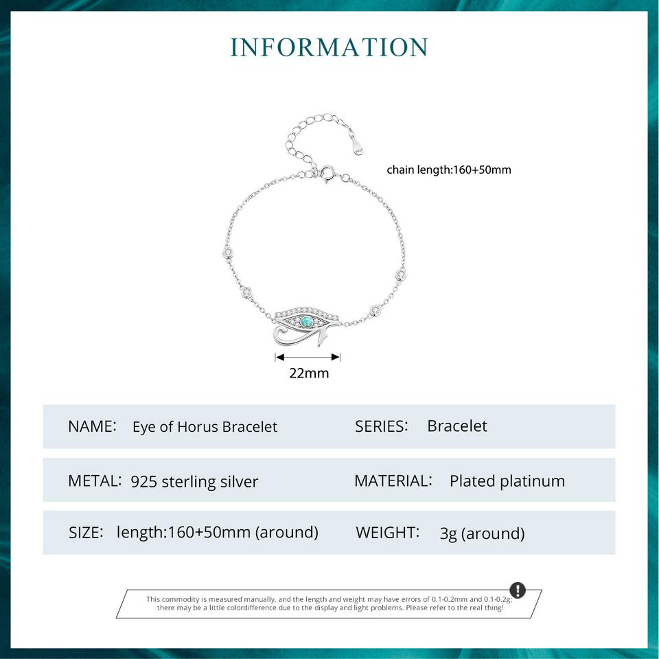BAMOER стерлингового серебра 925 пробы браслет «Глаз Гора» Lucky Eye Chain Link для женщин подарок на день рождения ювелирные изделия