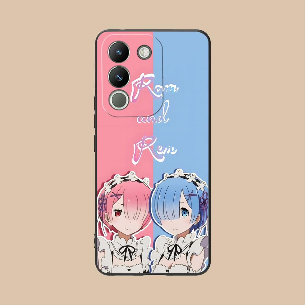 ReZero Рем Рам Матовый ТПУ Чехол для Мобильного Телефона для VIVO Y77 76 75 74 73 72 58 56 55 51 50 38 36 Y19 Y18 Y03 Y01 5G Цветная Крышка