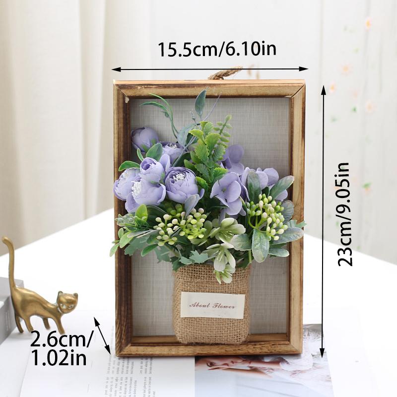 Wood Photo Frame Imitation Flowers Decoration 3D Handmade Artificial Flower Wall Hanging