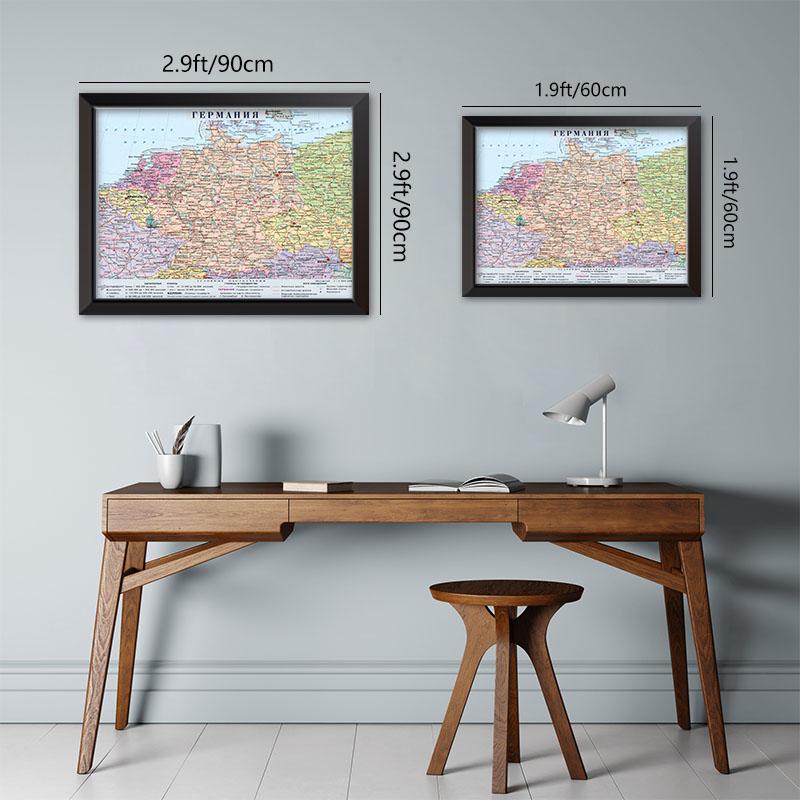 Немецкая карта Карта города На русском языке Карта Картина на холсте Настенное искусство Постер Украшение дома