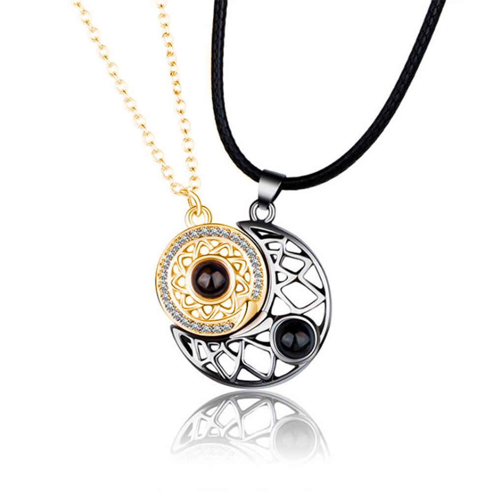 Модное парное ожерелье, ожерелья с солнцем и луной для влюбленных, подарок, сердце, магнитная парная подвеска, ювелирная цепочка, колье, 2 шт./компл.