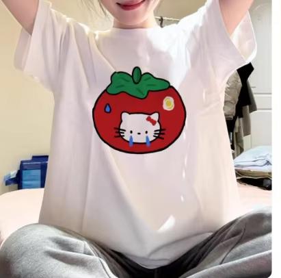 2026 New Fashion RoundNeck ShortSleeve TShirt Spring Summer Hello Kitty Women TShirt Unisex Trendy Top