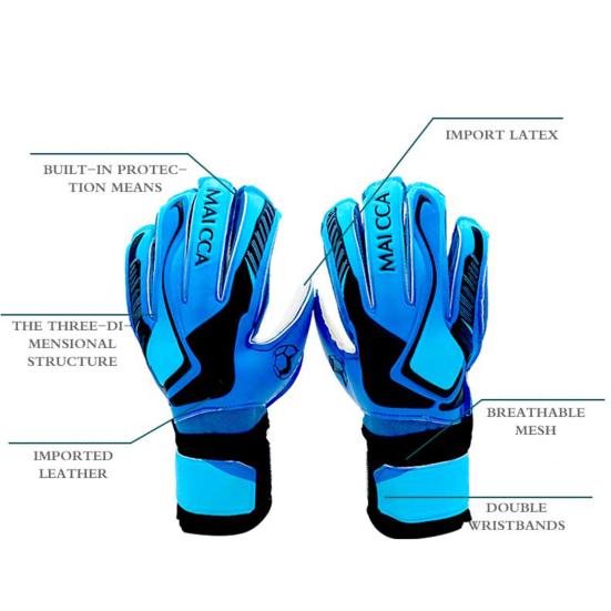 1 пара вратарских перчаток Утолщенные износостойкие противоскользящие прочные захваты на ладонях Пять пальцев Цветовое соответствие Двойные слои Защита запястий Футбол