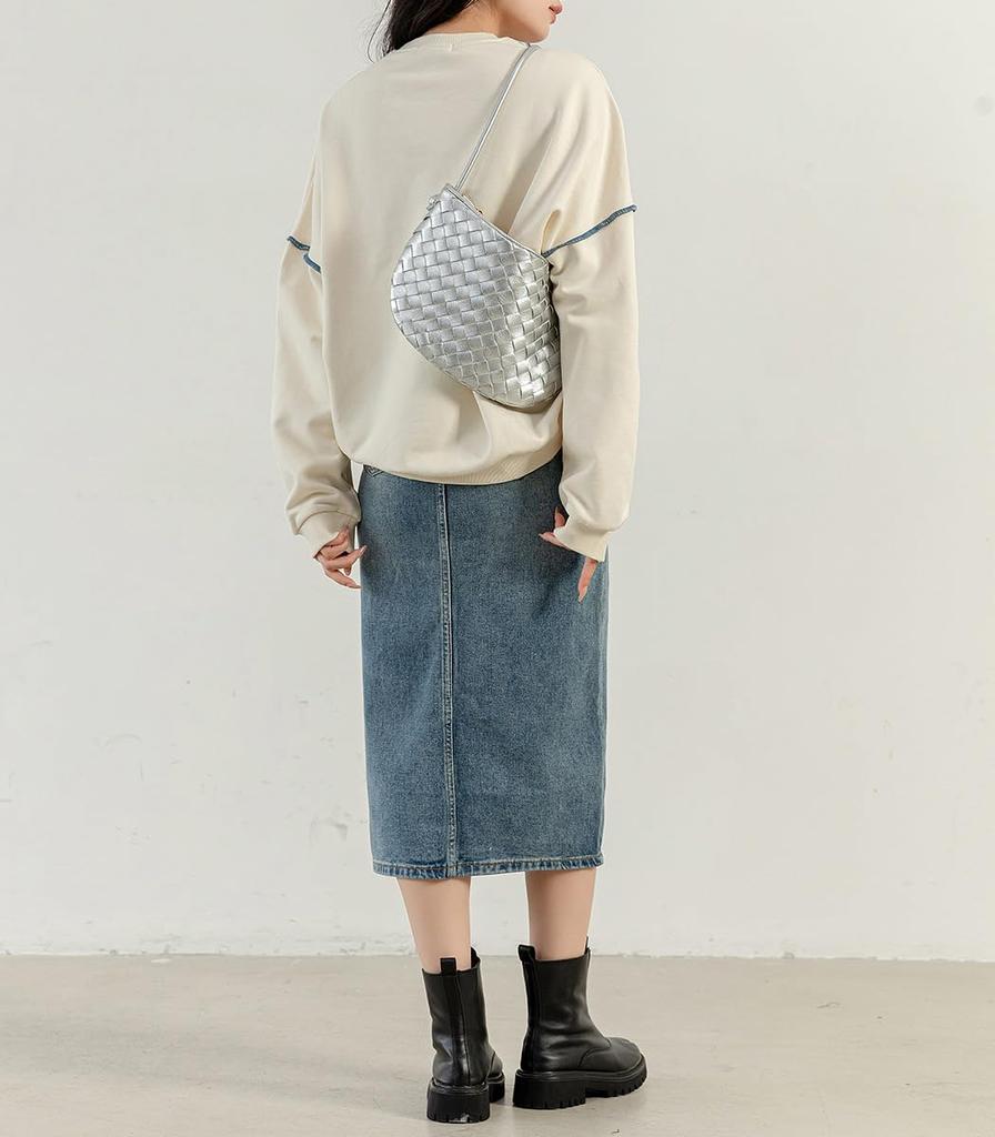 DAYCLOSET Длинная джинсовая узкая прямая юбка-миди 'I'-силуэта для женщин, плотная, до колена, весна, осень, зима, skirt024, XS,