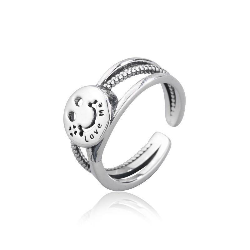 Style Smiling Face Goodluck Ring Female Ins Fashion Versatile Index Finger Open Ring Ring Trend