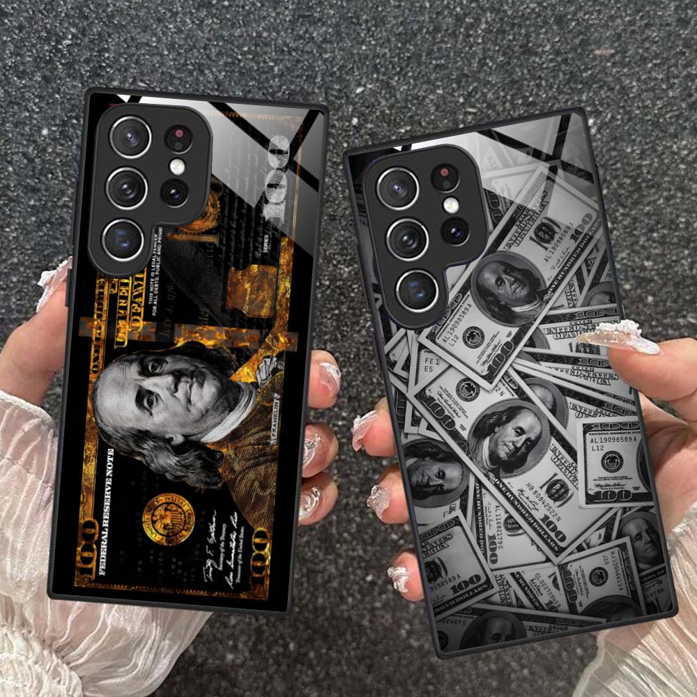Стеклянный чехол для мобильного телефона в виде доллара США для Samsung Galaxy A56 55 54 53 52 51 36 35 34 23 16 15 5G Цветная обложка
