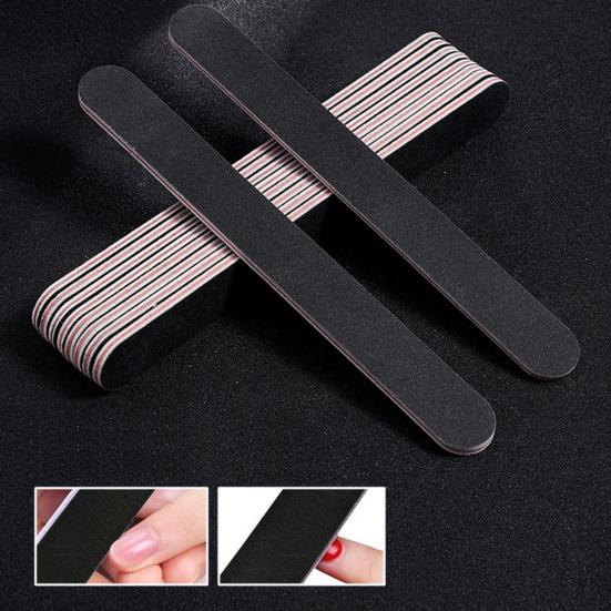 10Pcs Emery Board Large Area Wide Application Sandpaper Black Sand Red Heart Nail File for Salon