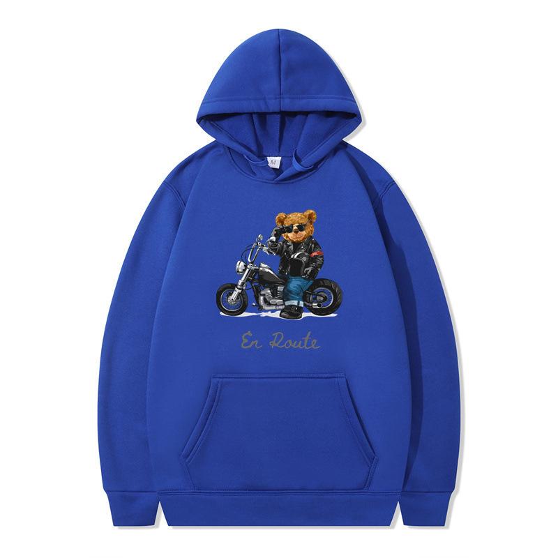 New hooded sweater sports car rich bear men's and women's clothing autumn and winter loose