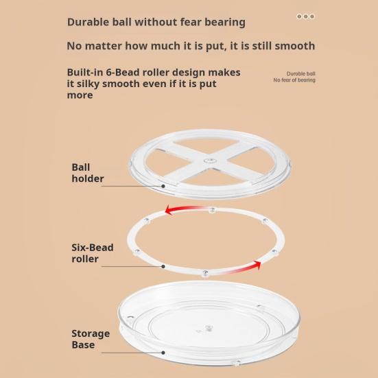 Storage Turntable 360° Rotating Storage Tray Organizer Transparent Round Storage Box for Kitchen Bathroom Cabinet