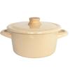 Fuji Enamel Casserole, 18cm, Induction Compatible, Cotton Series, Vintage Cream