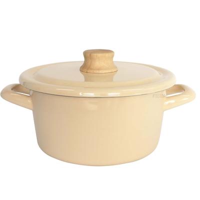 Эмалированная кастрюля Fuji, 18 см, подходит для индукционных плит, серия Cotton, винтажный крем
