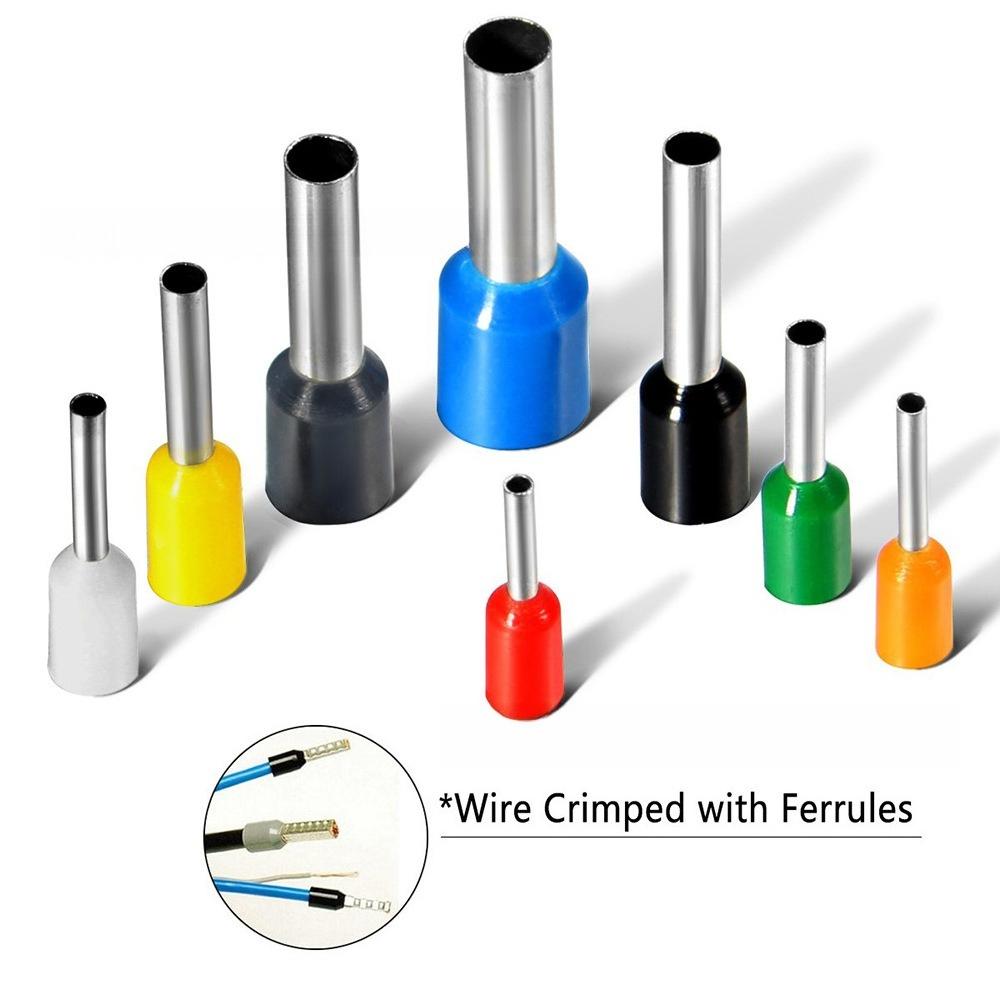 800Pcs VE Wire Ferrules Assortment Box 8 In 1 European Pre-insulated Cold Crimp Tubular Wire Terminal Cable End Sleeve Kit