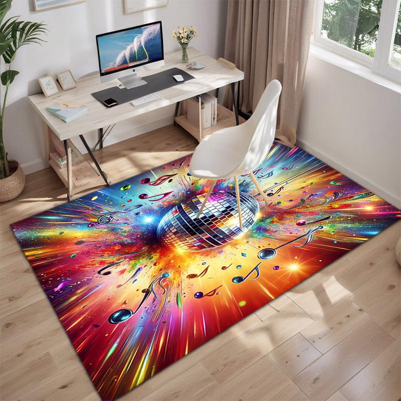 1Pc Musical elements Printed circular carpet, home door mat, outdoor travel protection carpet A9