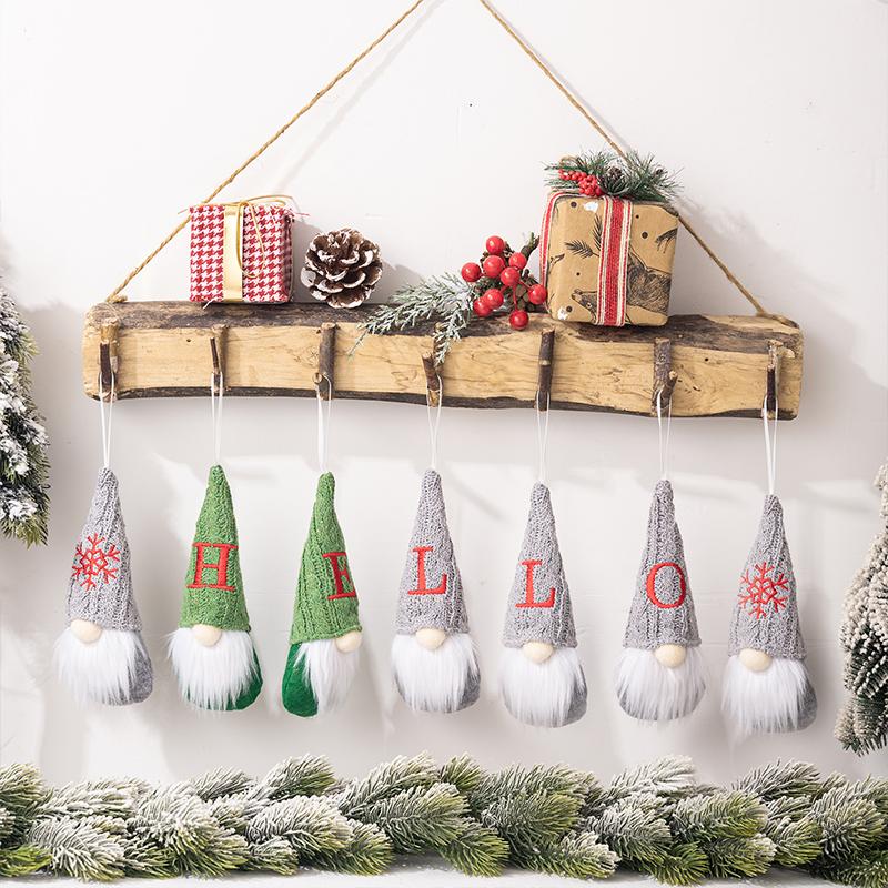 1PC Plush Dwarf Hanging Pendants Letter Embroidered Knitted Hat Faceless Doll Pendants