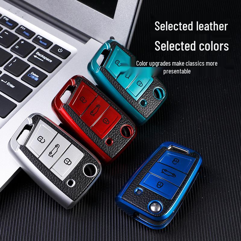 Volkswagen Key Case: Tayron X, T-Roc, Bora, Sagitar, Golf 7, New Magotan B8CC - Leather Pattern Key Bag