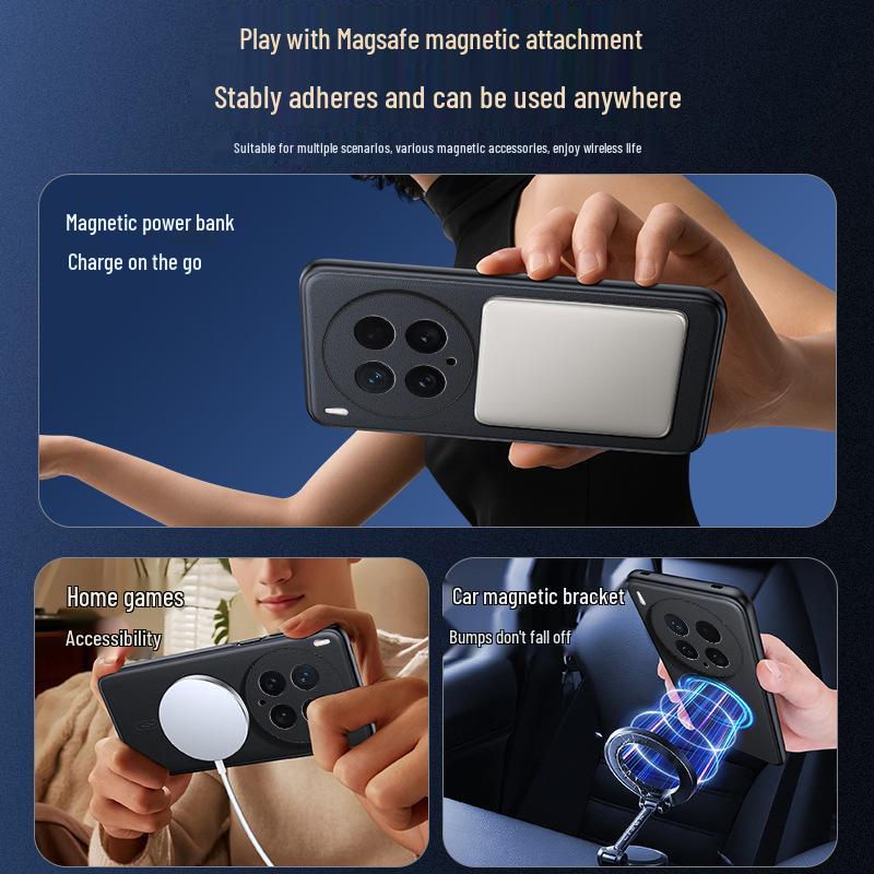 Кожаный магнитный противоударный чехол для телефона Vivox200/iQOO15/iQOO Z10 - Простой, лаконичный дизайн