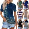 Женская модная повседневная рубашка с короткими рукавами и принтом с лацканами, женские топы на пуговицах