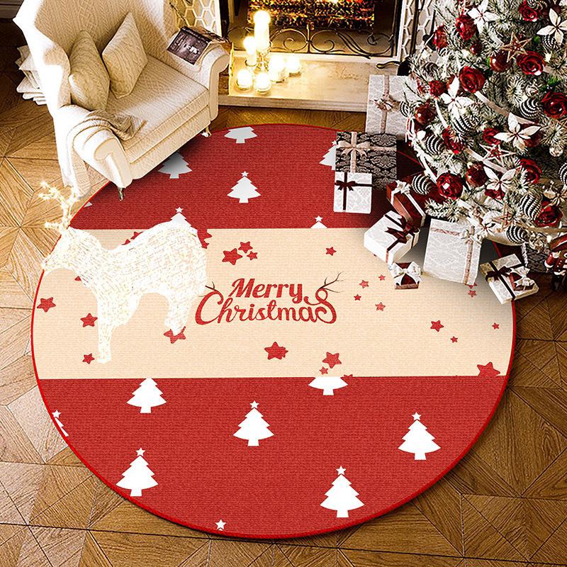 Festive Round Carpet with Sparkle – Non-Slip Holiday Rug for Living Room, Bedroom Sofa Area