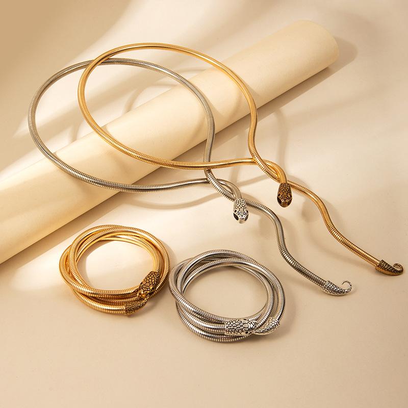 Преувеличенная личность Змея Обвивающая Ожерелье-воротник Браслет Личность Трехмерная Змея Холодный ветер Металлические украшения