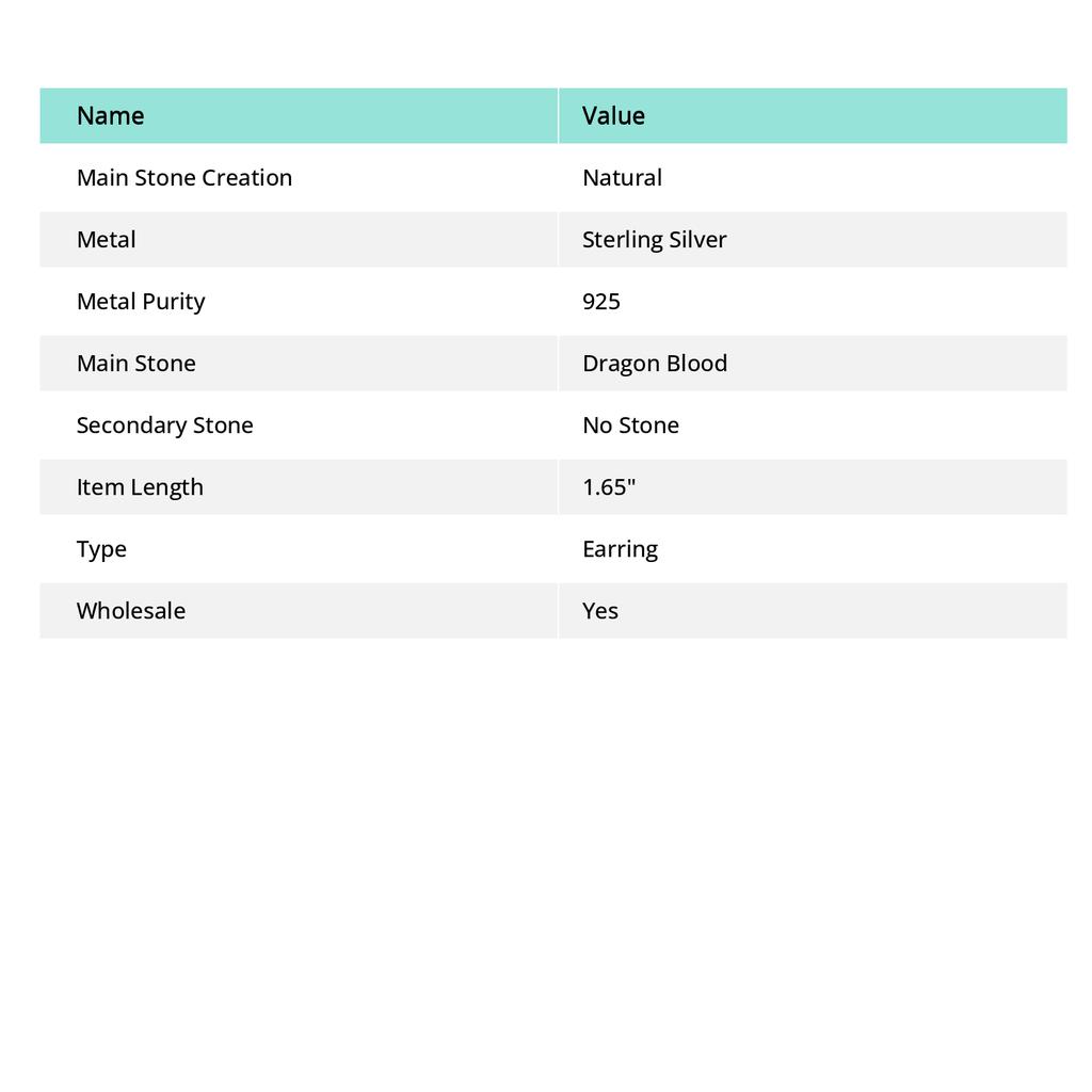 Украшение из стерлингового серебра 925 ручной работы Dragon Blood, серьга 1,65" K5c69
