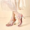 Мода 2025 Новые сандалии женские на ремешке с пряжкой Модные с бантом Офисные и карьерные Брендовые С открытым носком Летние Бестселлер Сандалии на каблуке