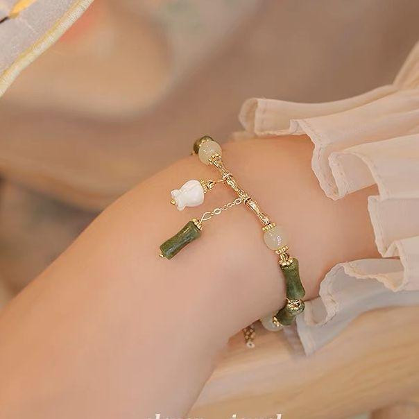 Браслет из бамбукового колокольчика с орхидеей, женский модный дизайн, усовершенствованный модный светильник, роскошные аксессуары в древнем стиле, браслет