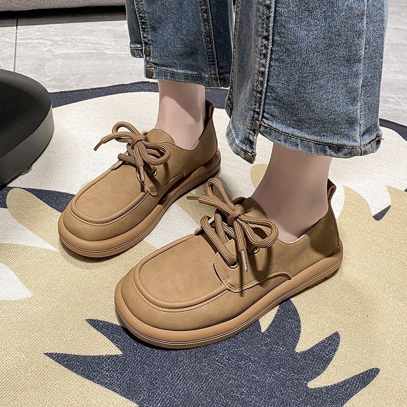 Женские однотонные мокасины, повседневные туфли на шнуровке с мягкой подошвой, легкие туфли из искусственной кожи
