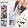 POPFEEL 1 коробка, хлопья для ногтей, яркие светоотражающие фольги с высокой насыщенностью, роскошный дизайн ногтей, нерегулярные хлопья-бабочки