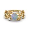6MM Round Opal Gemstone 925 Sterling Silver Gold Plated Solitaire Ring
