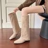 Брюки ботинки женские осенне-зимние новые на мягкой подошве с внутренней платформой, увеличивающие рост, женские с головкой, но ботфорты до колена