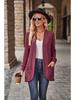 2024 Autumn Striped Solid Color Splicing Long Sleeve Cardigan Jacket