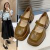 Thick-Soled Mary Jane Small Leather Shoes Women'S Japanese Square Head Light Mouth Shoes With Skirt Retro Mary Jane Single Shoes