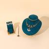 Vintage European - American Style Metal Jewelry Set - Trendy Necklace , Earrings & Hair Accessory for Women