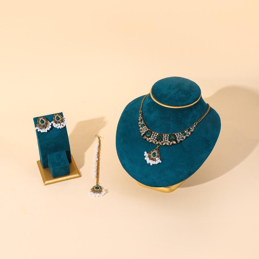Vintage European - American Style Metal Jewelry Set - Trendy Necklace , Earrings & Hair Accessory for Women