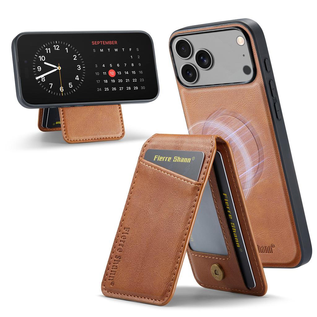 Auto Leather Phone Case for iPhone 17 Pro Max 17air 16e 16 Plus 15 14 13 Pro 12 11 7 8 SE2 Detachable Magnetic Card Holder Cover